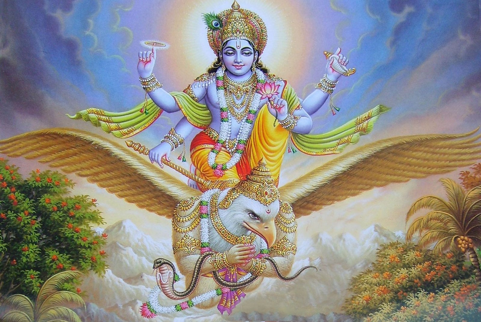 lord vishnu sitting on garuda other